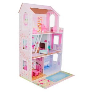 Casa de muñecas grande para niñas con 3 Pisos + 15 Muebles