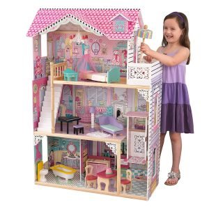 Casa de muñecas de madera Annabelle para muñecas de 30 cm con 17 accesorios incluidos y 3 niveles de juego