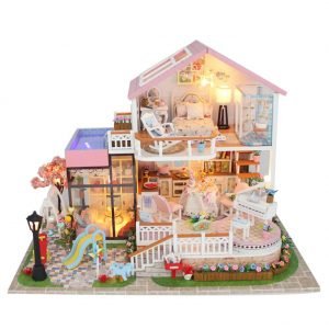 Bobbbiio Kit Casa Muñecas En Miniatura con Muebles Y Caja De Música